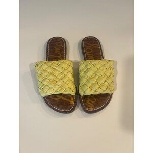 Sam Edelman Yellow Braided Slide Sandals Griffin Size 7 Leather Sole